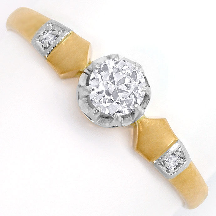 Foto 2 - Diamant-Ring antik mit 0,28ct Solitär und Diamant Rosen, R7356