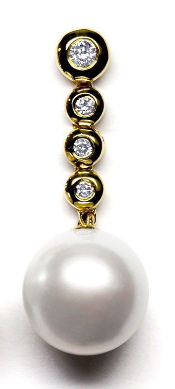 Foto 2 - Echte Südsee Perlen Diamantenohrgehänge Gelbgold, S1175